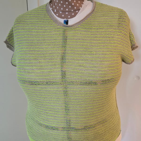 Handknitted linen striped T-shirt - 38" bust