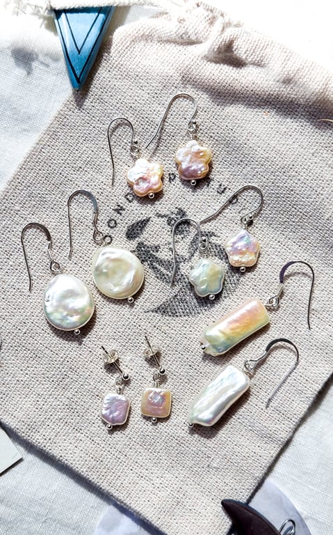 Handmade Freshwater Pearl Earrings - June Birthstone Jewellery - Sterling Silver