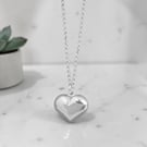 Sterling Silver Puff Heart Charm Pendant Necklace 925 