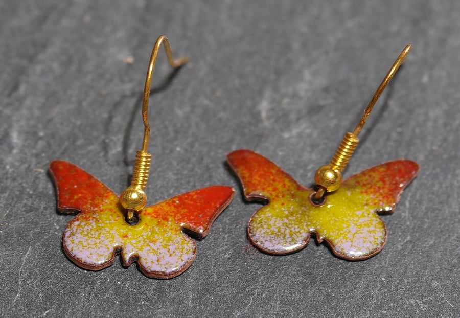 Butterfly enamel earrings