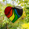 Stained Glass Wavy Heart Suncatcher - Multi Rainbow