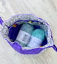 Small Drawstring Reversible Knitting or Crochet Project Bag - Image 6