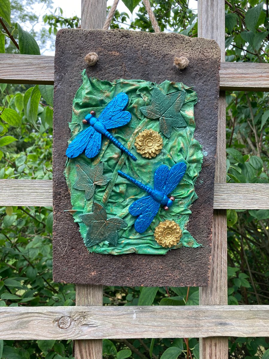 Dragonflies on Reclaimed House Tile