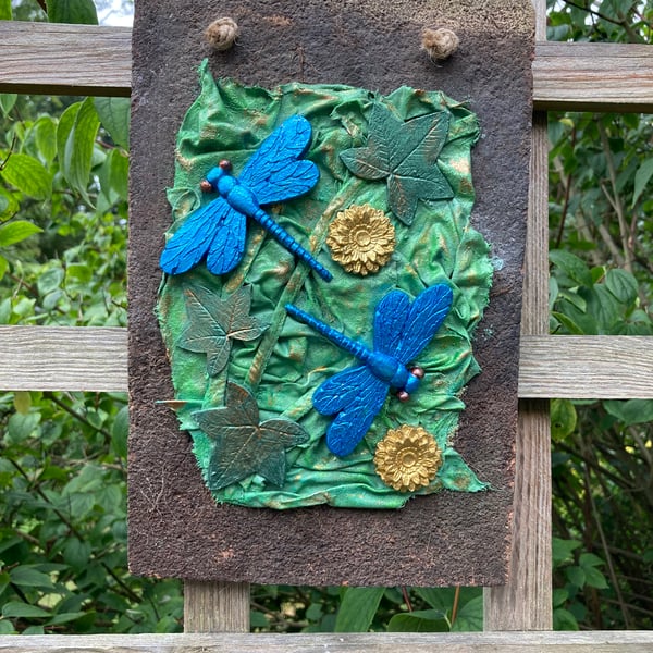 Dragonflies on Reclaimed House Tile