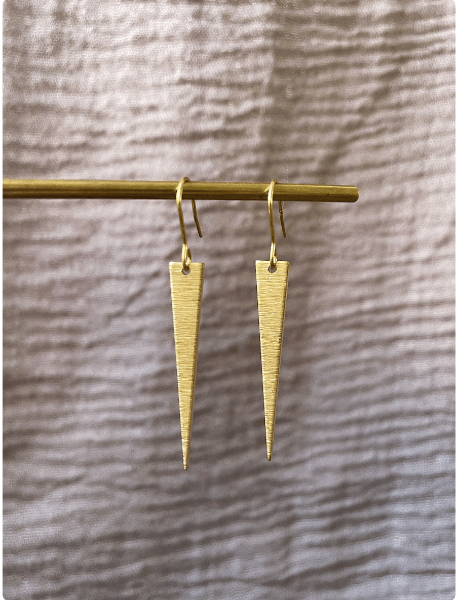 Triangle brass earrings, geometric jewellery, birthday gift, gift for her