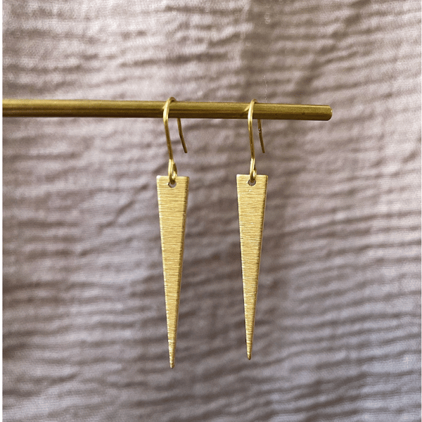 Triangle brass earrings, geometric jewellery, birthday gift, gift for her