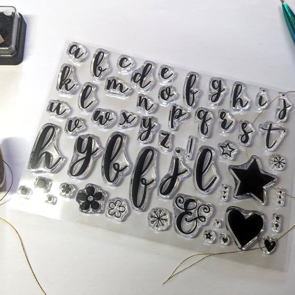 Calligraphy Alphabet - Clear Silicone Craft Tools