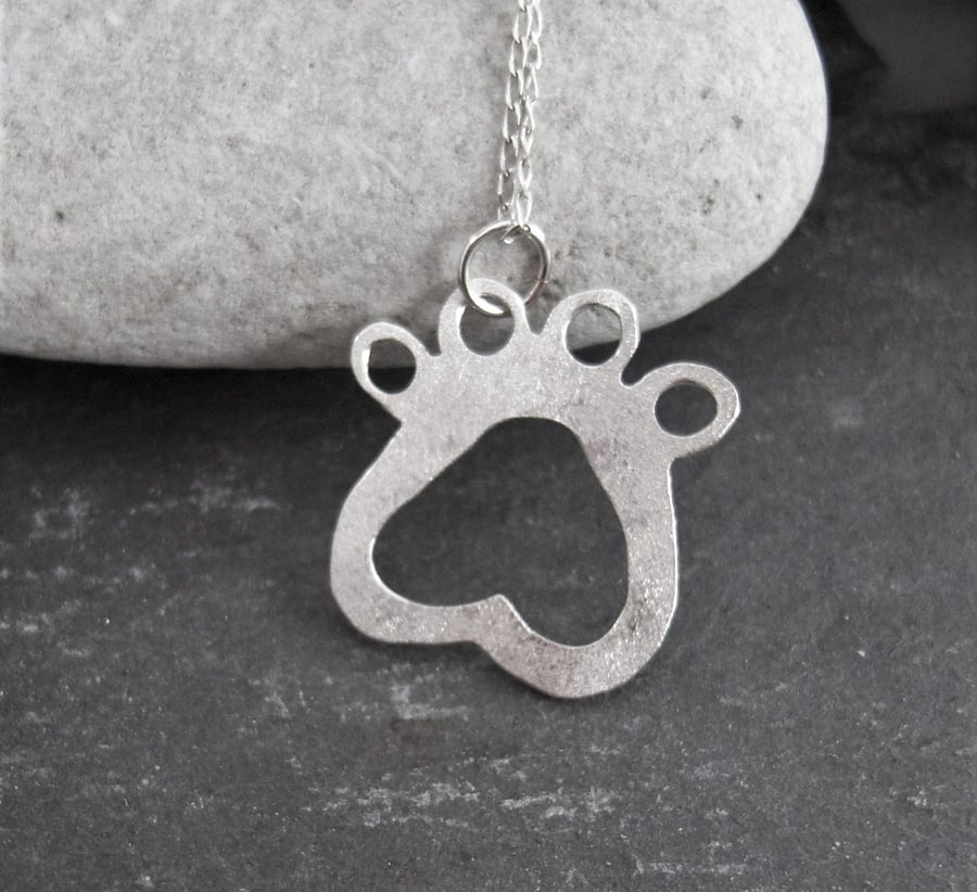 Paw pendant in sterling silver