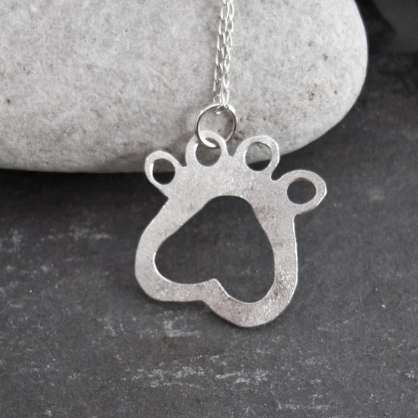 Paw pendant in sterling silver