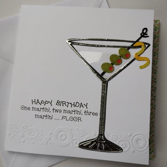 Happy Birthday Martini card with olives 