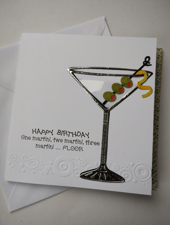 Happy Birthday Martini card with olives 