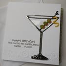 Happy Birthday Martini card with olives 