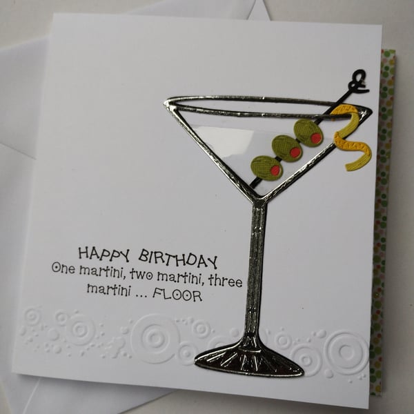 Happy Birthday Martini card with olives 