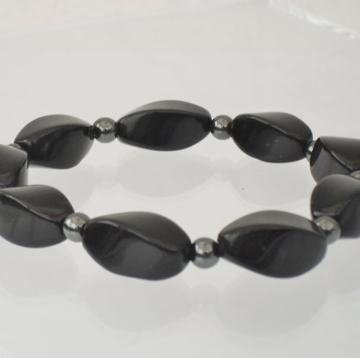 Black onyx stretchy bracelet Folksy