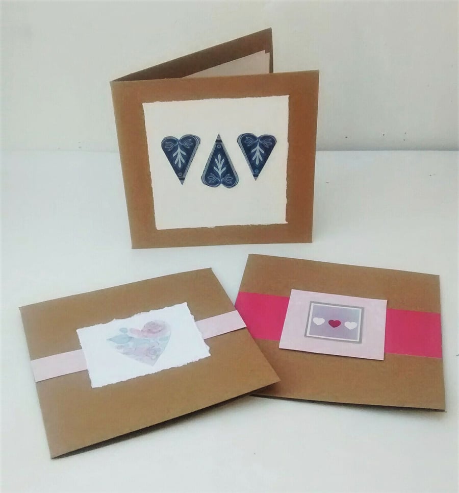 Pack of 3 Recycled Cards, Handmade Cards