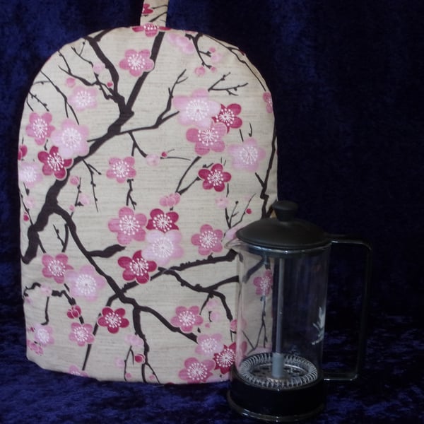 Small Coffee Pot Cosy with Japanese Style Cherry Blossom