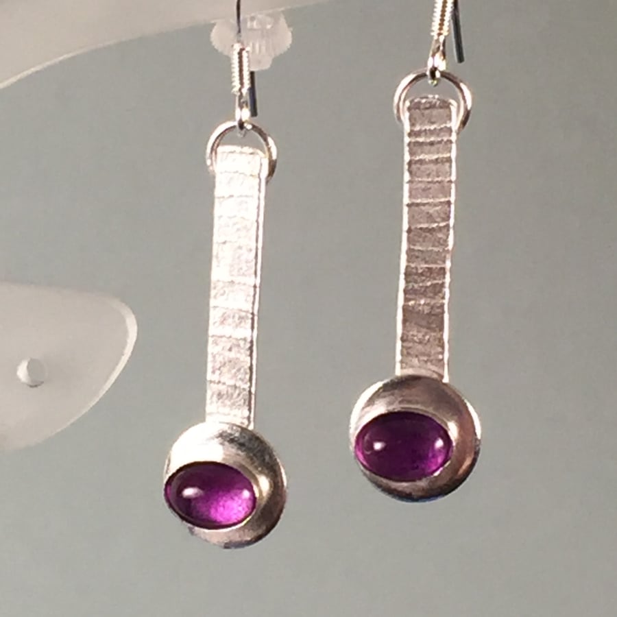 Silver and Amethyst Dangle earrings