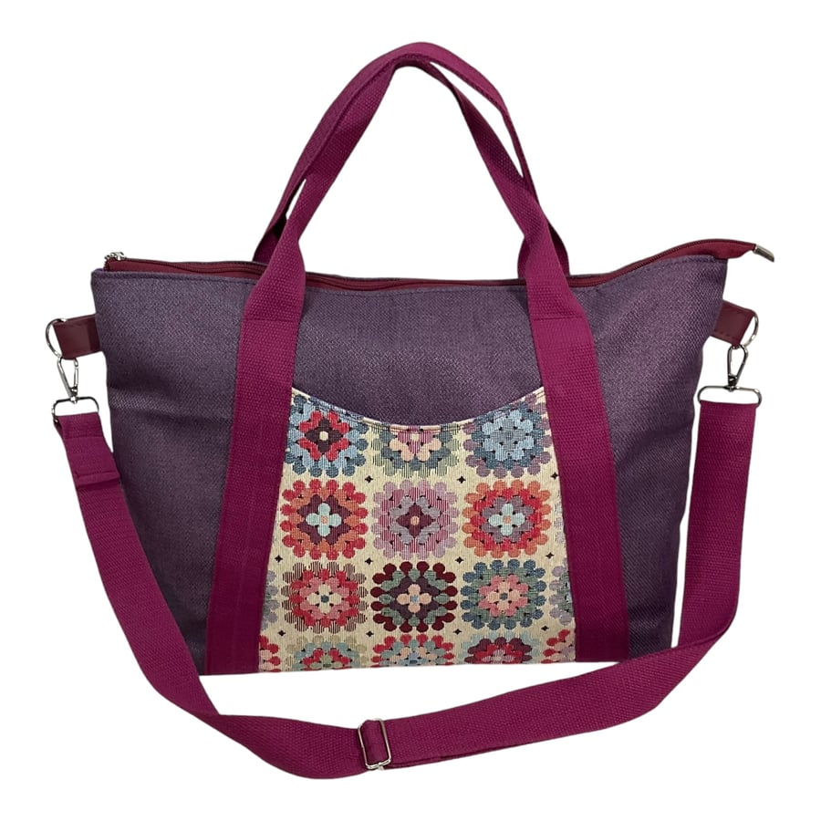 Knitting and crochet tote bag large organiser Folksy