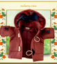 Conker Brown Duffle Coat with an Orange Tartan Lined Hood