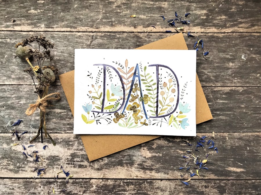 Plantable Seed Paper Dad's Birthday card, Unique Dad birthday card,Dad card