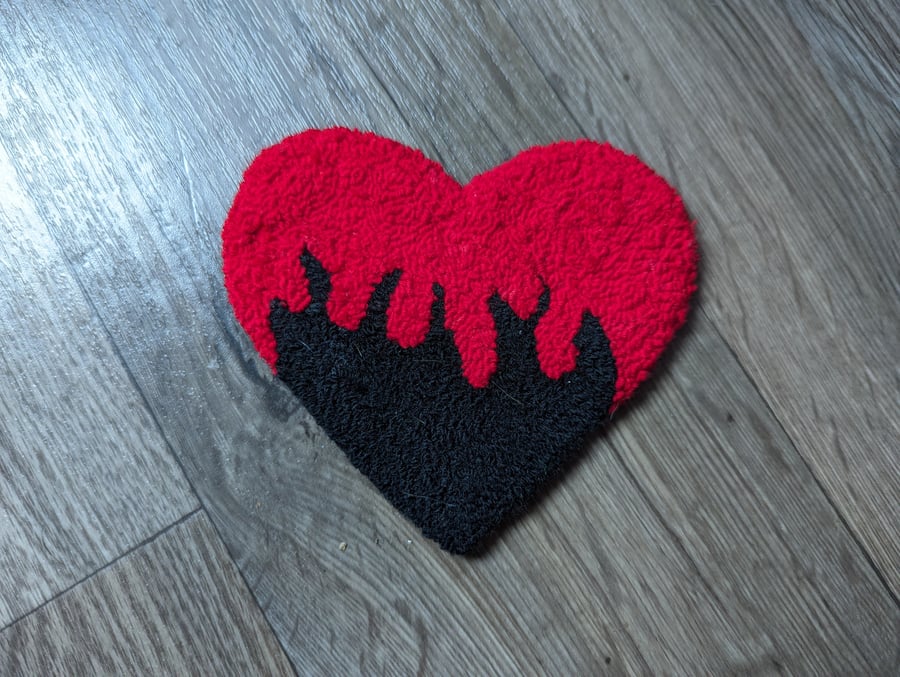 Flame Heart Mug Rug or Decoration 