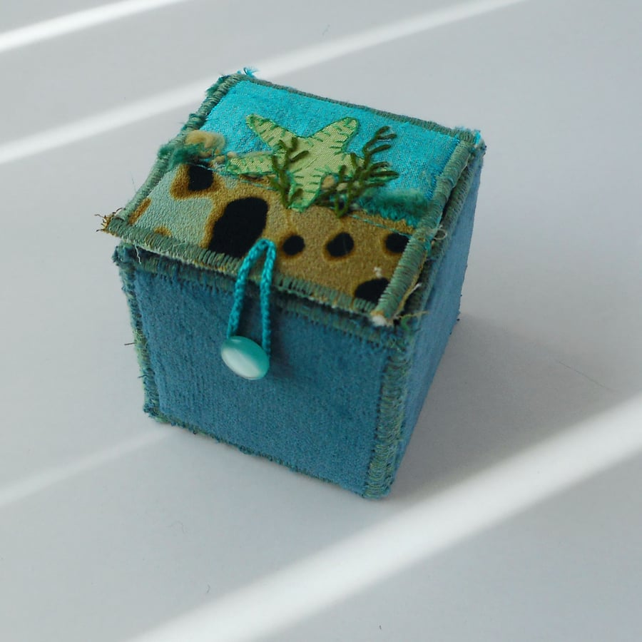 Appliqued and embroidered handmade keepsake box