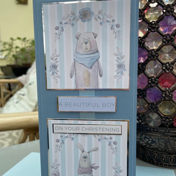 On your Christening A Beautiful boy christening card