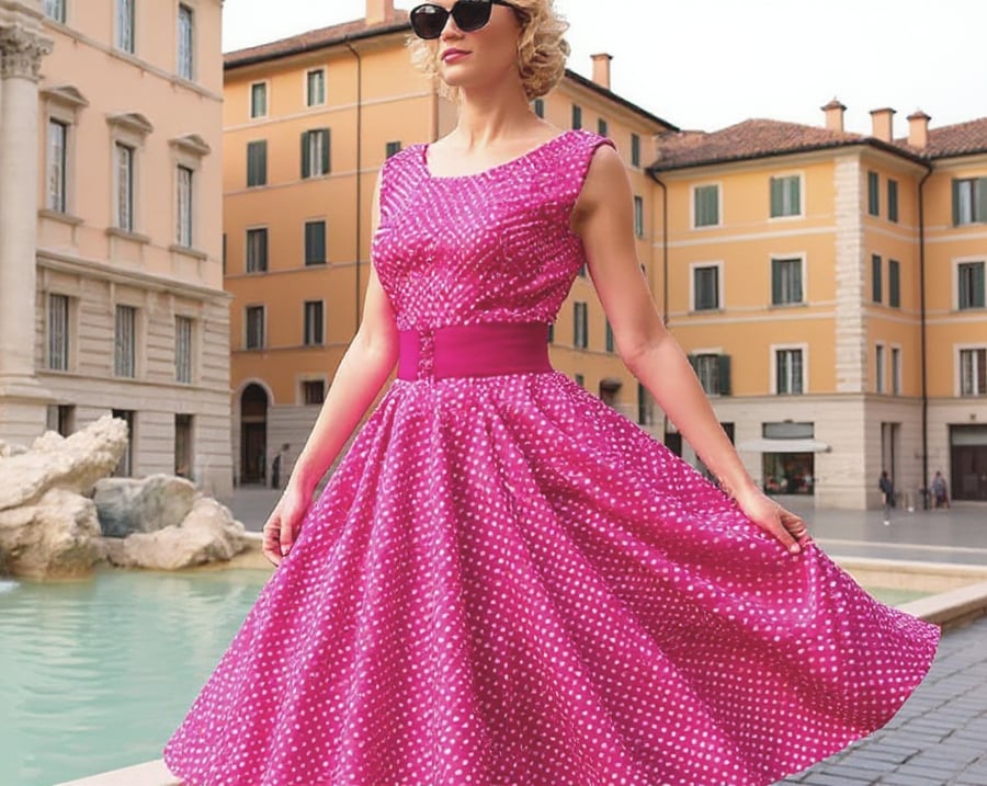 1950s Vintage Retro Rockabilly polka dot Print dress, pink women's sizes 14-26
