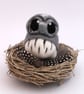 Needle Felted Miniature Grey Owl - Image 1