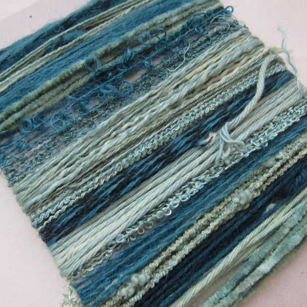 Large Dark Teal Indigo Natural Dye Textured Thread Pack