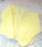 Girl's Knitted White Textured Cardigan with Yellow Daisy Embellishments - Image 8