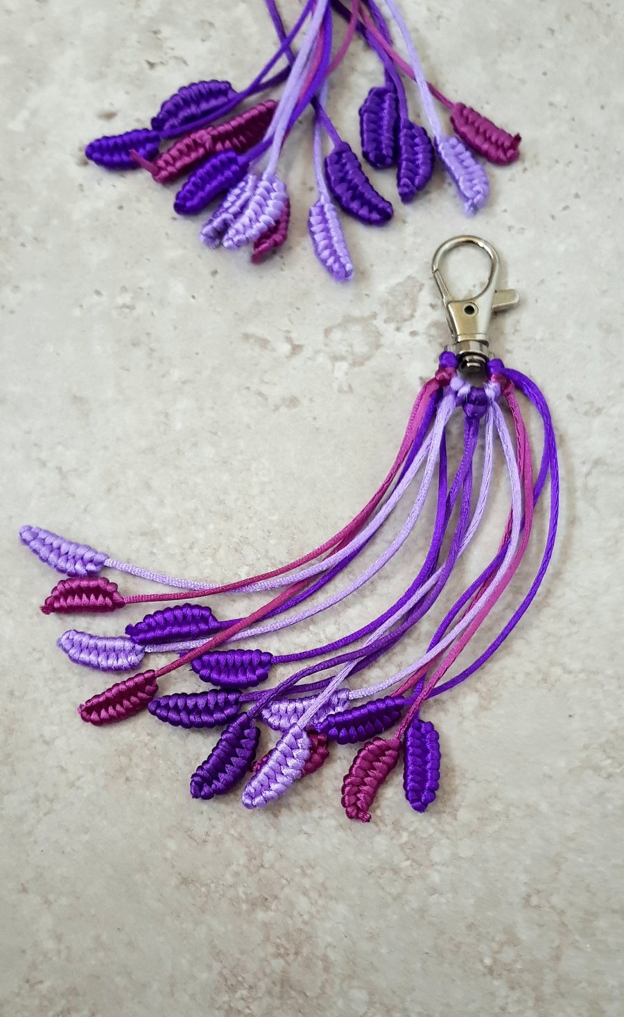 Purple keyring, Mauve Keychain, Lilac Macrame Bag Charm