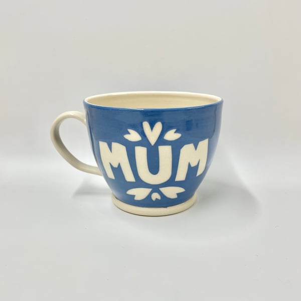 Handmade Tea Coffee Mum Mug Birthday Mothers Day Pottery Gift Blue