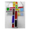  Cross Suncatcher Stained Glass  Patchwork Rainbow Handmade 026