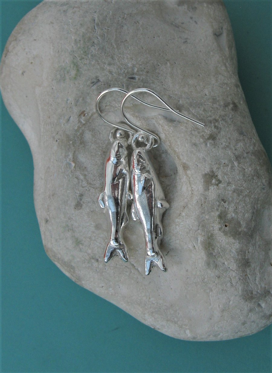 Silver fish earrings