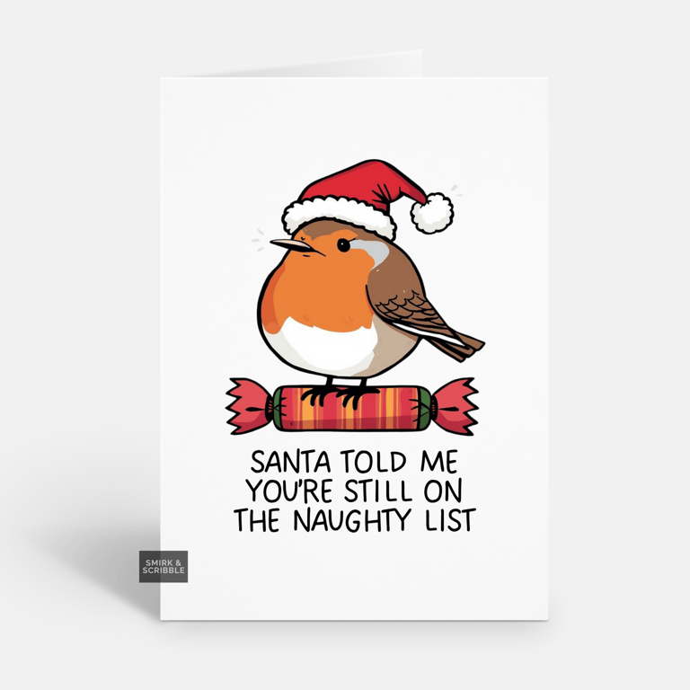 Unique Funny Christmas Card For Him Or Her - Cute Robin Xmas Greeting 