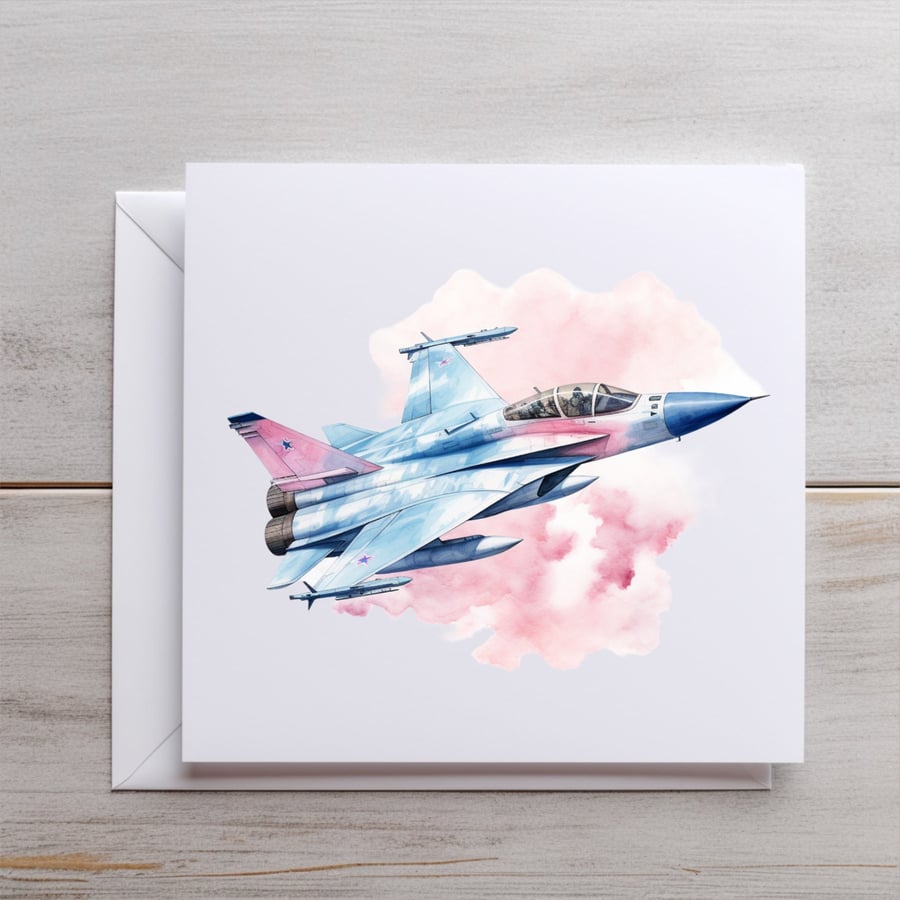 Fighter Jet Blank Greeting Card