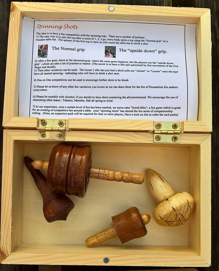 "Spinning Shots". A fun game with Spinning tops 