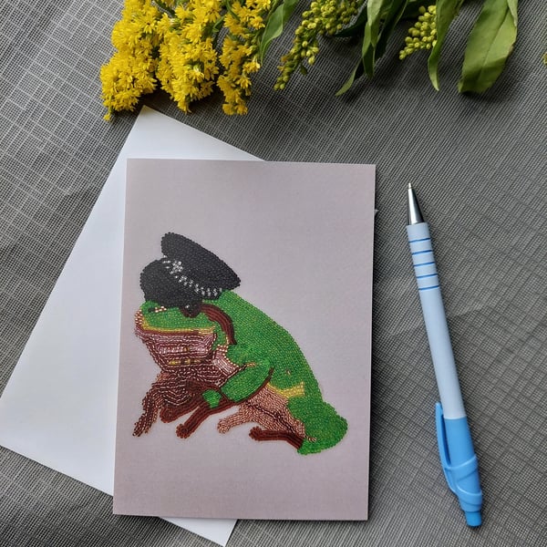 Police officer frog greeting card