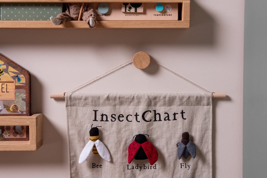 Round Oak Wall Hook - Natural, Print Hook, Print Art Wall Display Hook, Oak