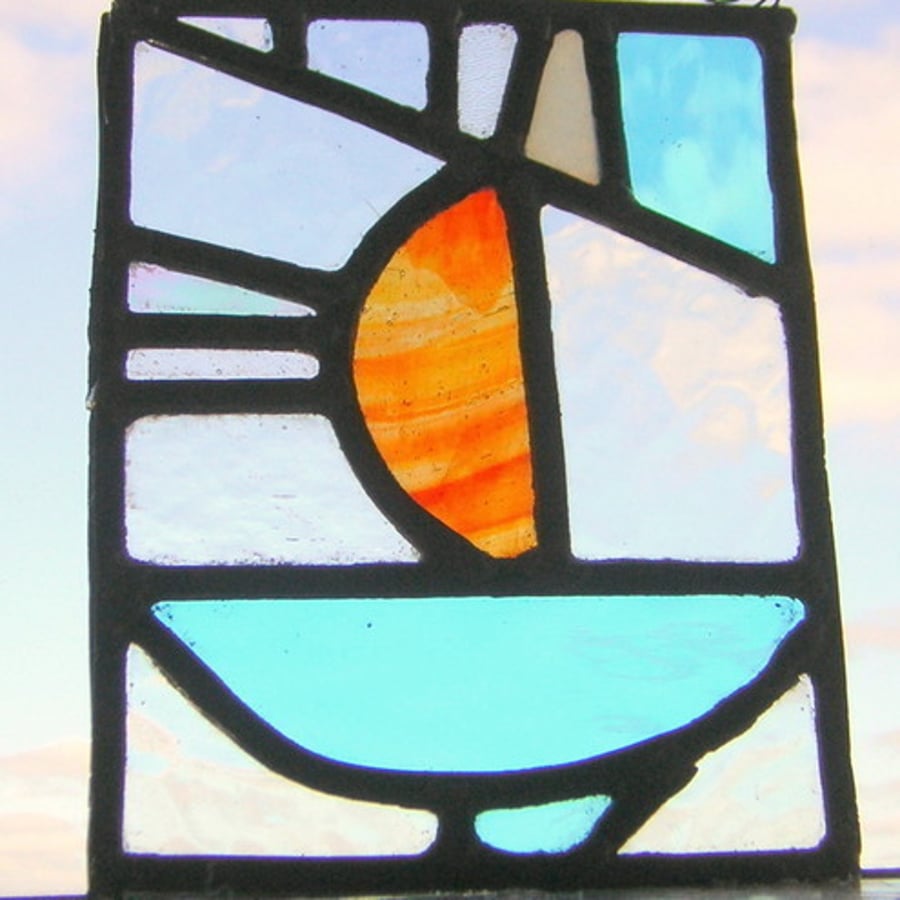 Sail Boat Stained Glass Panel