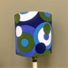 RETRO Op Art Circles 60s LIZA CALEY 'MAGPIE' Navy Blue Vintage Fabric Lampshade