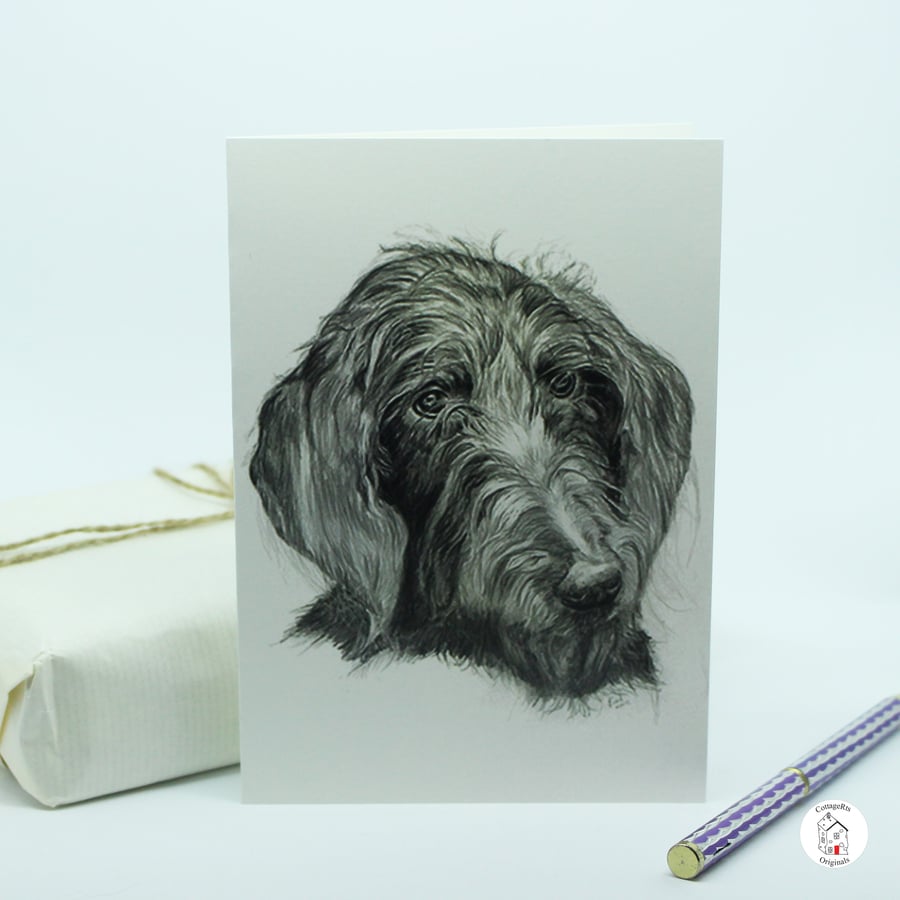 Dog Greeting Card Labradoodle Print of Hand Drawn  Pet Portrait by CottageRts