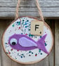 Wooden fun alphabet art with first letter scrabble tile - F fish - Image 5