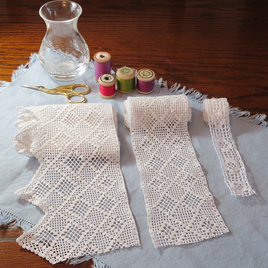 3 lengths of vintage lace