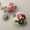 Handpainted Flower Glass Bead Keyring   KCJ1036