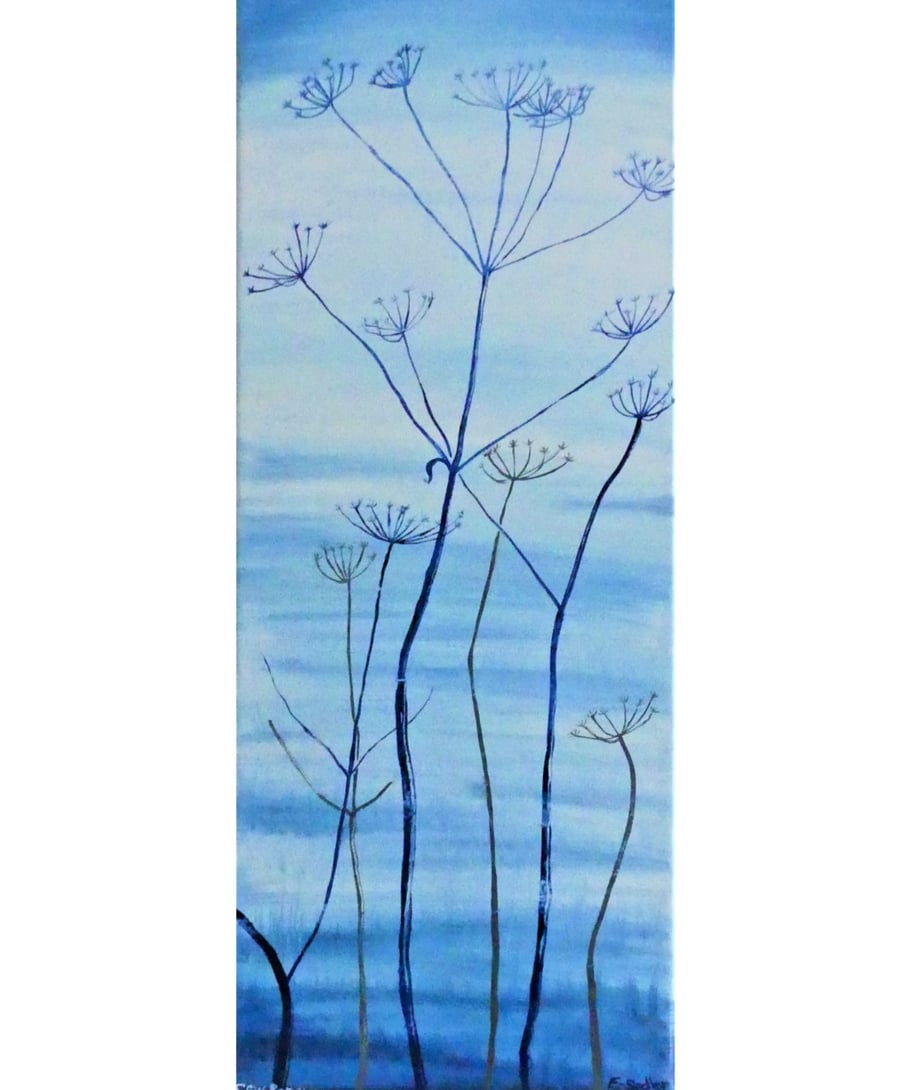 Abstract Plant Oil Painting Cow Parsley Decorative Art  Nature Floral Painting