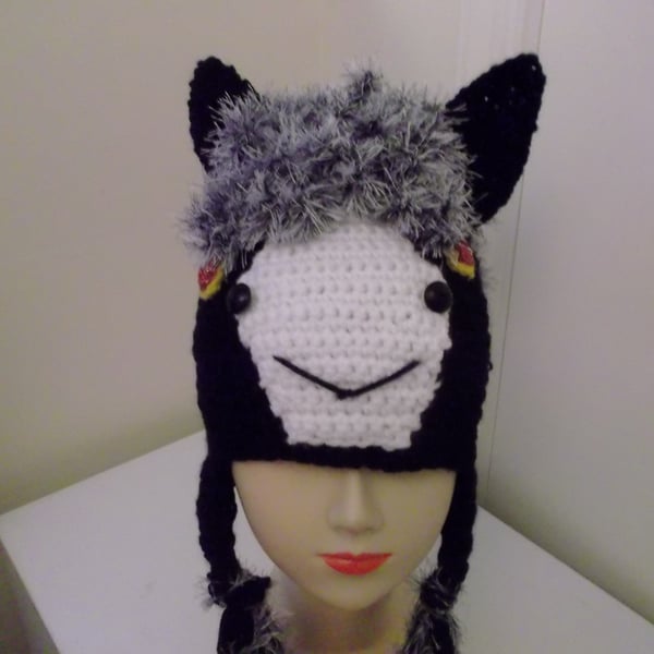 horse hat earflap styke 22ins head crochet 