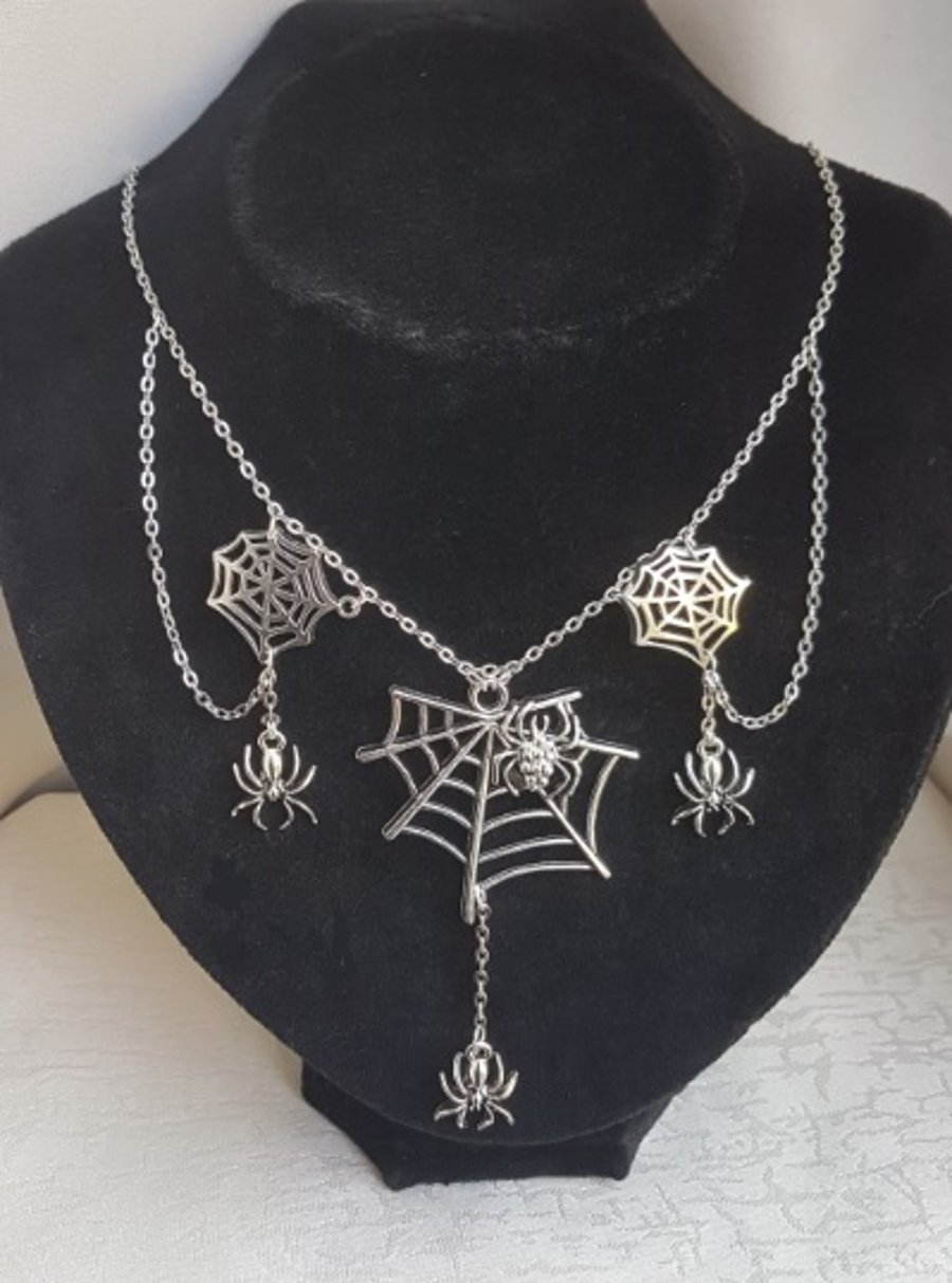 Spider Web charms dangly Necklace