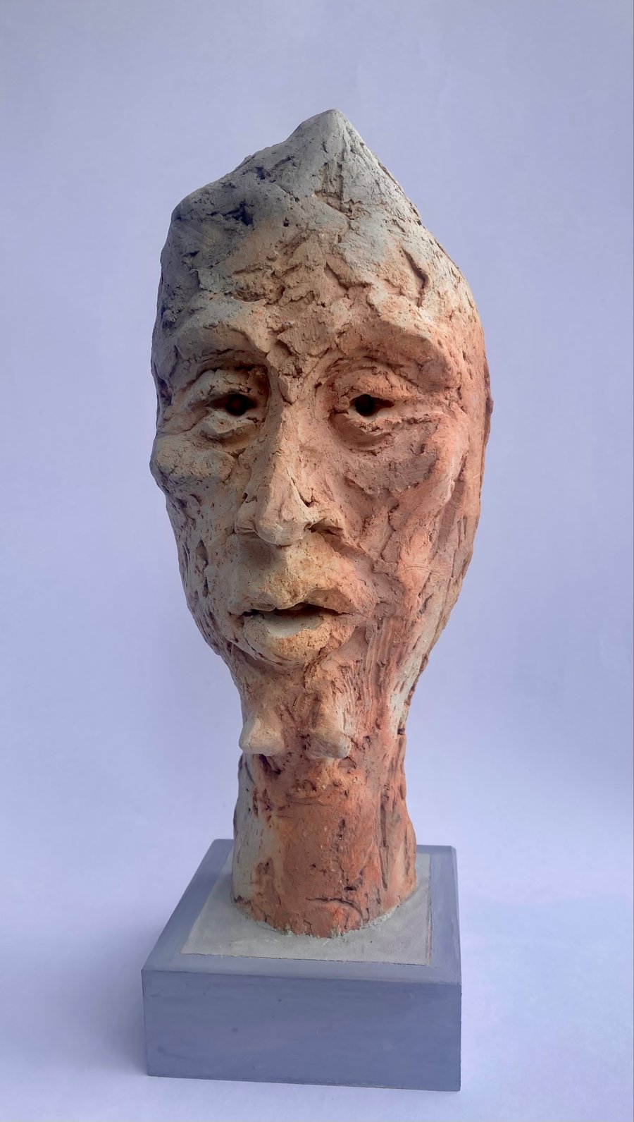 Male Head Pit Fired Ceramic Sculpture
